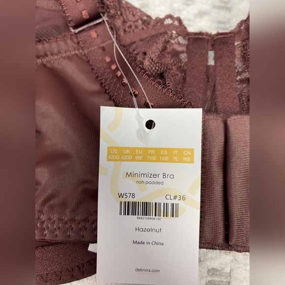 Delimira Bra Womens 42DD Underwire Lace Detail Full Cup Back Hook Underlined - Picture 10 of 13